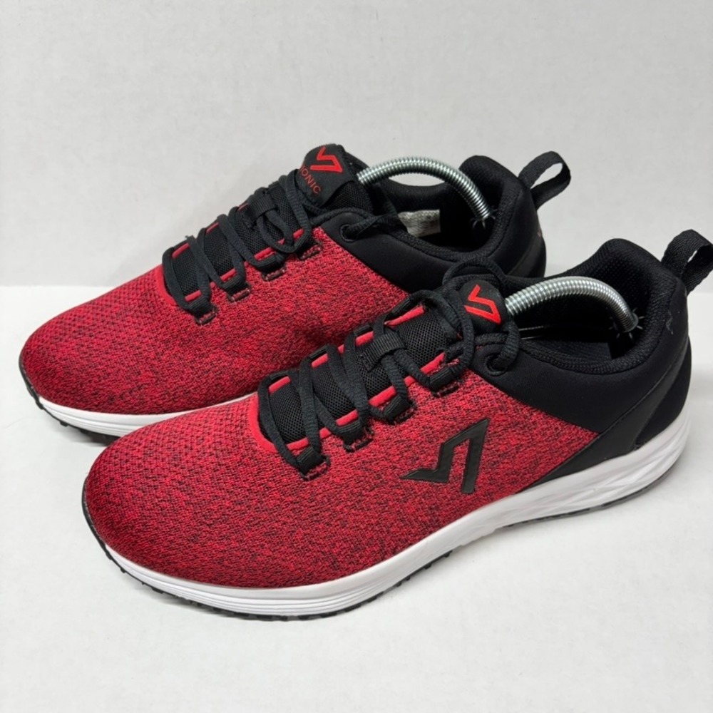 Vionic Mens Turner Sneaker Knit Red Black Sz 11 Orthotic Athletic Walking Shoe